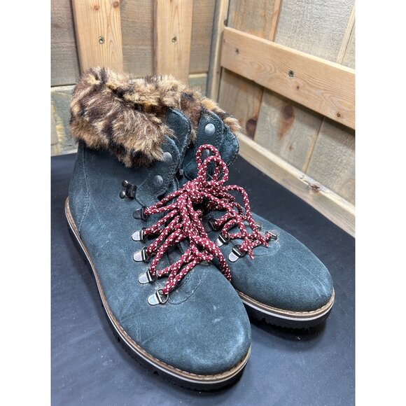 Bobs Womens Faux Fur-Lined Suede Hiking Boots Size 8 Charcoal Gray - Picture 2 of 7